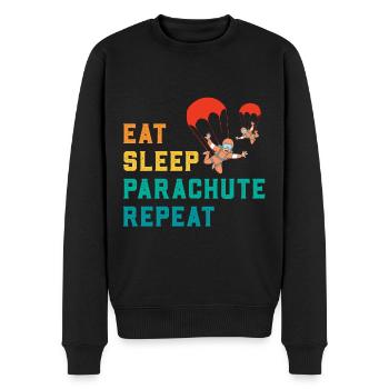 Fallschirmspringer Spruch Fallschirm - Männer Premium Bio Pullover - Schwarz - Vorne - Nico (187cm)
