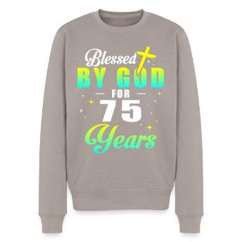 75. Geburtstag Gott 75 Jahren - Männer Premium Bio Pullover - Taupe - Vorne - Nico (187cm)