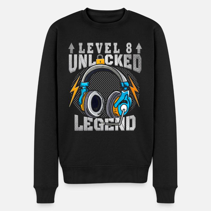 8. Geburtstag Level 8 unlocked - Männer Premium Bio Pullover - Schwarz