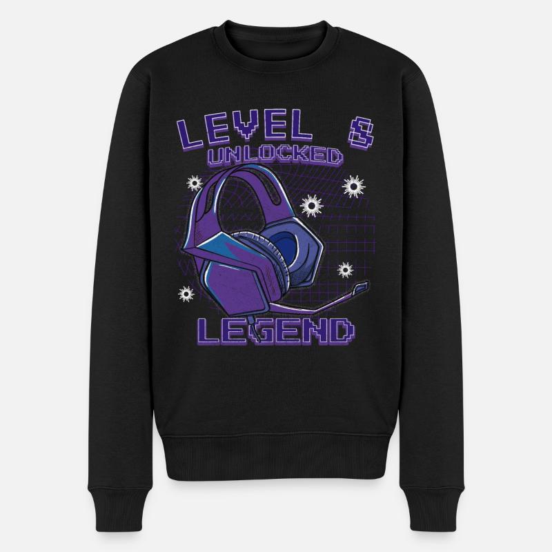 8.Geburtstag - 8 jahre level 8 freigeschaltet - Männer Premium Bio Pullover - Schwarz