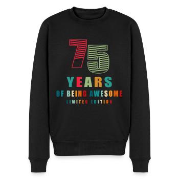 75. Geburtstag 75 Jahre - Männer Premium Bio Pullover - Schwarz - Vorne - Nico (187cm)