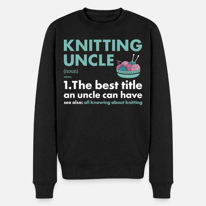 Knitter Uncle Definition Knitting - Männer Premium Bio Pullover - Schwarz