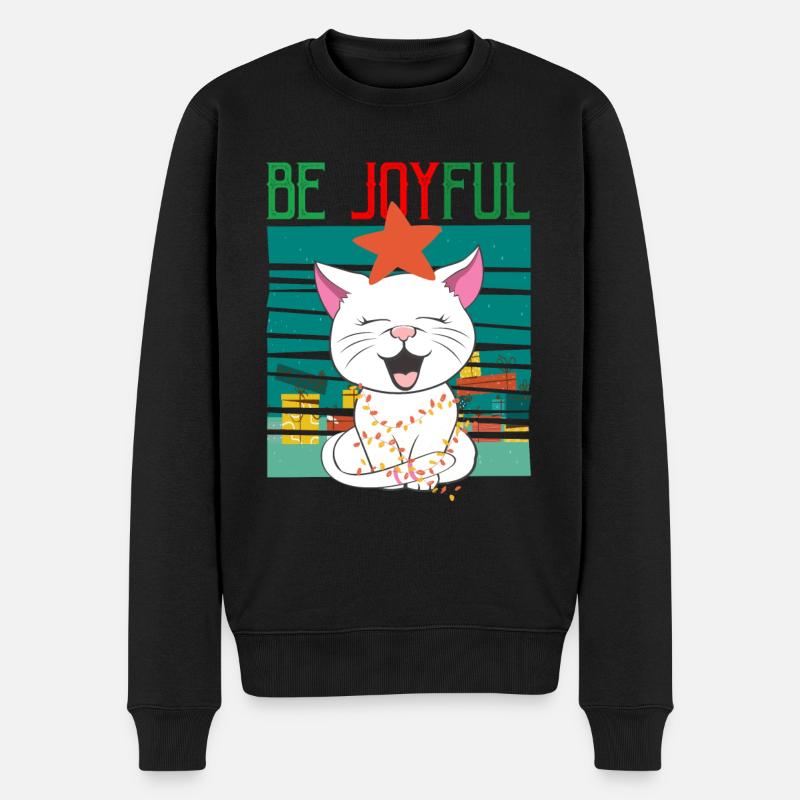 Weihnachten Katze - Männer Premium Bio Pullover - Schwarz