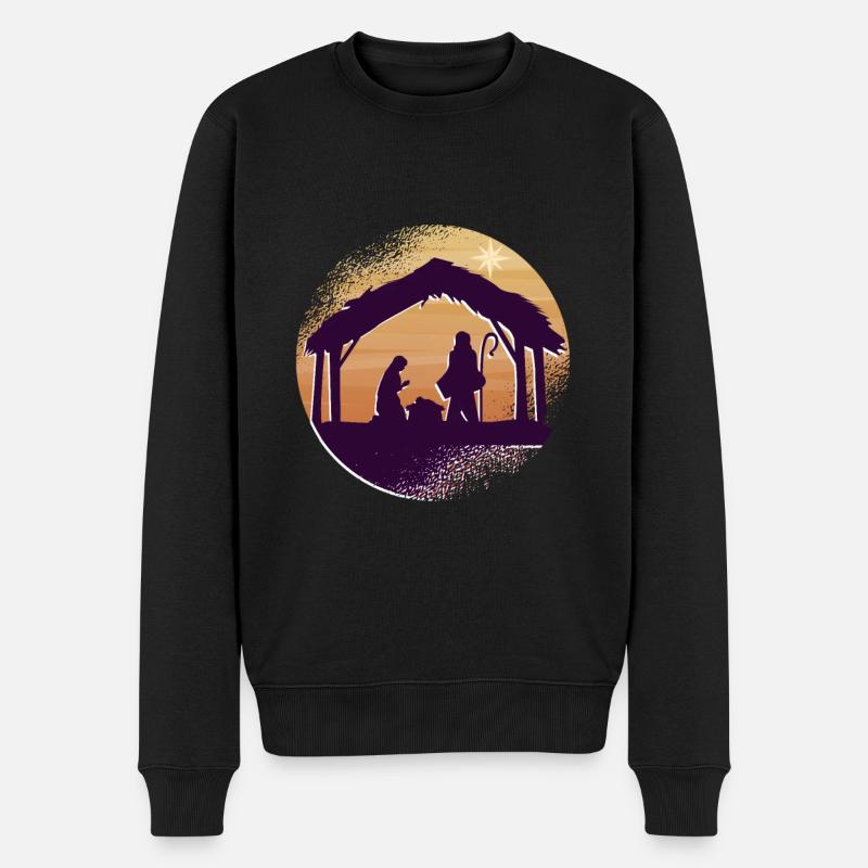 Christkind Krippe Weihnachten Geschenk - Männer Premium Bio Pullover - Schwarz