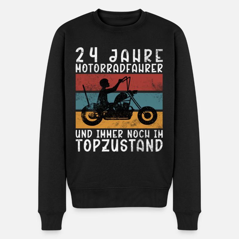 Biker 24 Jahre Motorradfahrer Geburtstag Motorrad - Männer Premium Bio Pullover - Schwarz