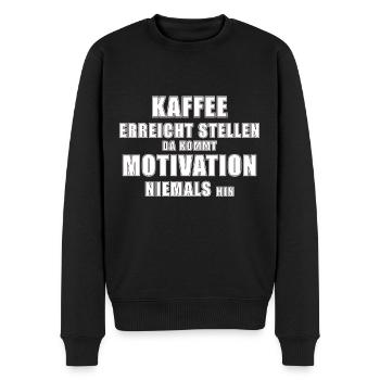 Kaffee erreicht Stellen - Motivation Spruch - Männer Premium Bio Pullover - Schwarz - Vorne - Nico (187cm)