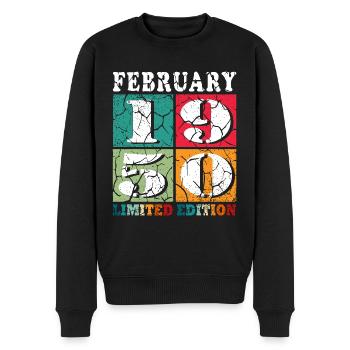 Februar 1950 Jubiläum Februar 1950 Februar - Männer Premium Bio Pullover - Schwarz - Vorne - Nico (187cm)