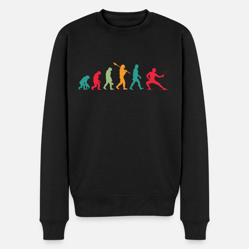 Evolution Retro Fechten - Männer Premium Bio Pullover - Schwarz