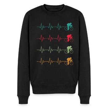 Radfahrer Herzschlag Herzschlag Fahrrad T-Shirt - Männer Premium Bio Pullover - Schwarz - Vorne - Nico (187cm)