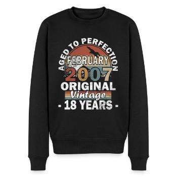 Geboren im Februar 2007 vintage 2007 Geburtstag - Männer Premium Bio Pullover - Schwarz - Vorne - Nico (187cm)