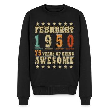 Februar 1950 Jubiläum Februar 1950 Februar - Männer Premium Bio Pullover - Schwarz - Vorne - Nico (187cm)
