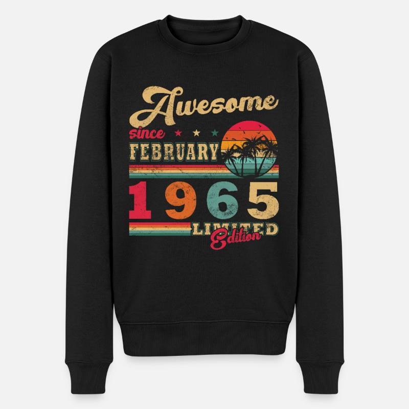 60 Jahre Awesome seit Februar 1965 - Männer Premium Bio Pullover - Schwarz