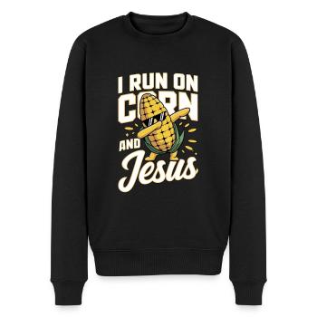 Corn Jesus Faith Christ Corn on the cob - Men's Premium Organic Jumper - black - Front - Nico (187cm)