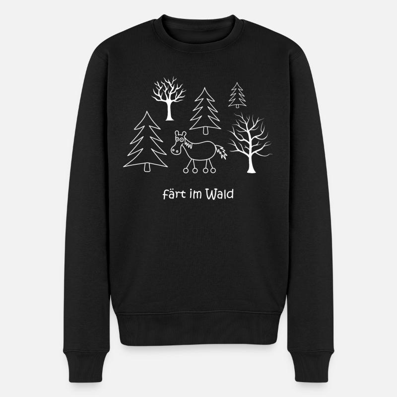 färt im Wald, Pferd mit Rädern im Wald, Bäume Baum - Männer Premium Bio Pullover - Schwarz