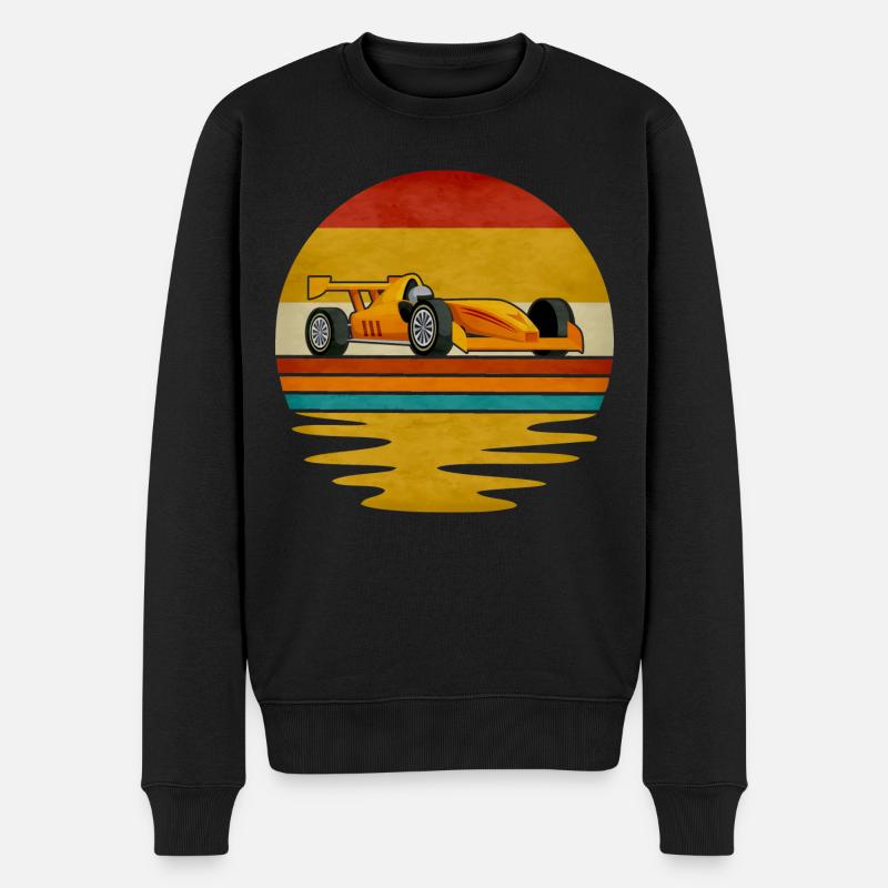 Formula Racing Retro Grafik - Männer Premium Bio Pullover - Schwarz