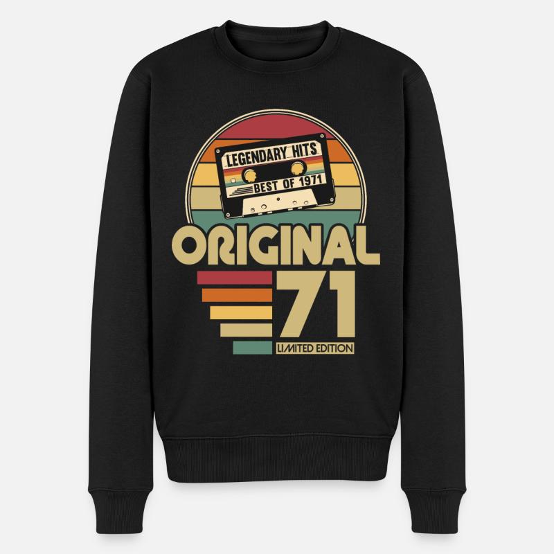 Jahrgang 1971 geboren Original Geburtstag Geschenk - Männer Premium Bio Pullover - Schwarz