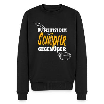 Du stehst dem Schöpfer gegenüber. Koch Chefkoch - Männer Premium Bio Pullover - Schwarz - Vorne - Nico (187cm)