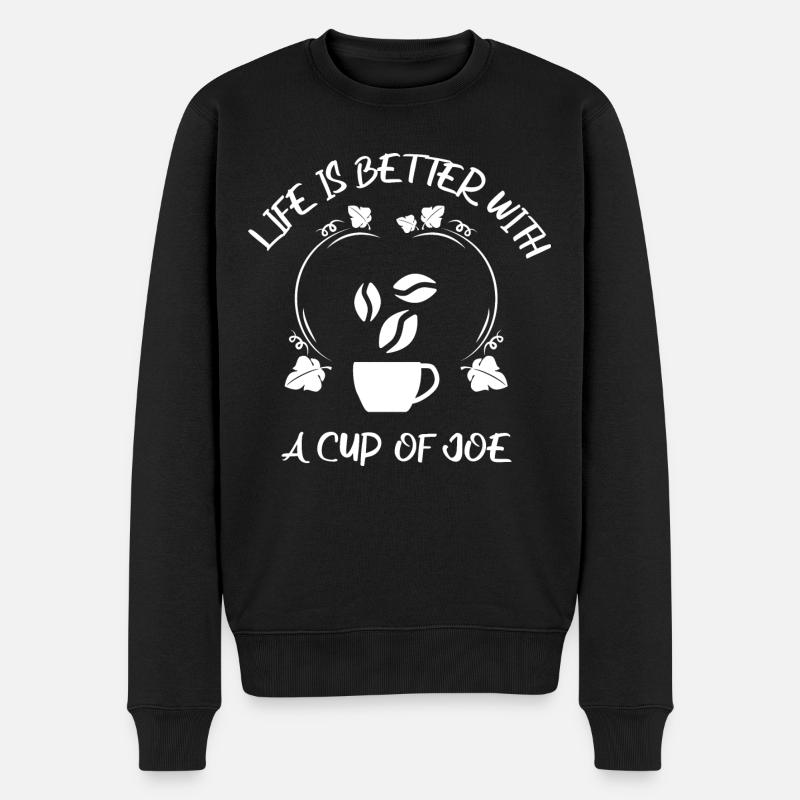 Kaffee Espresso Käffchen - Männer Premium Bio Pullover - Schwarz