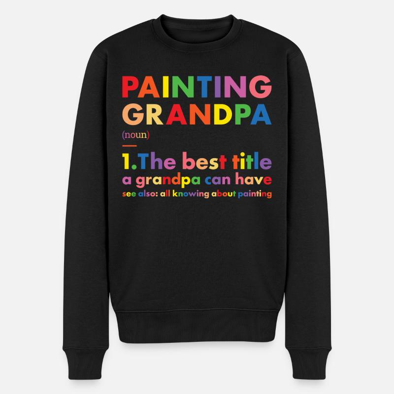 Painter Grandpa Definition Painting - Männer Premium Bio Pullover - Schwarz