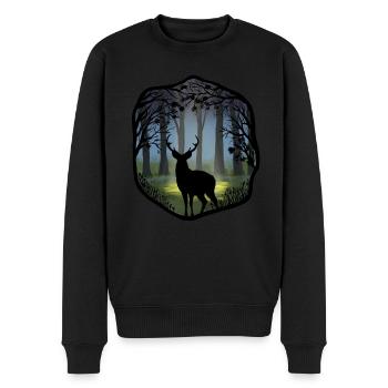 Deer in the forest - Men's Premium Organic Jumper - black - Front - Nico (187cm)