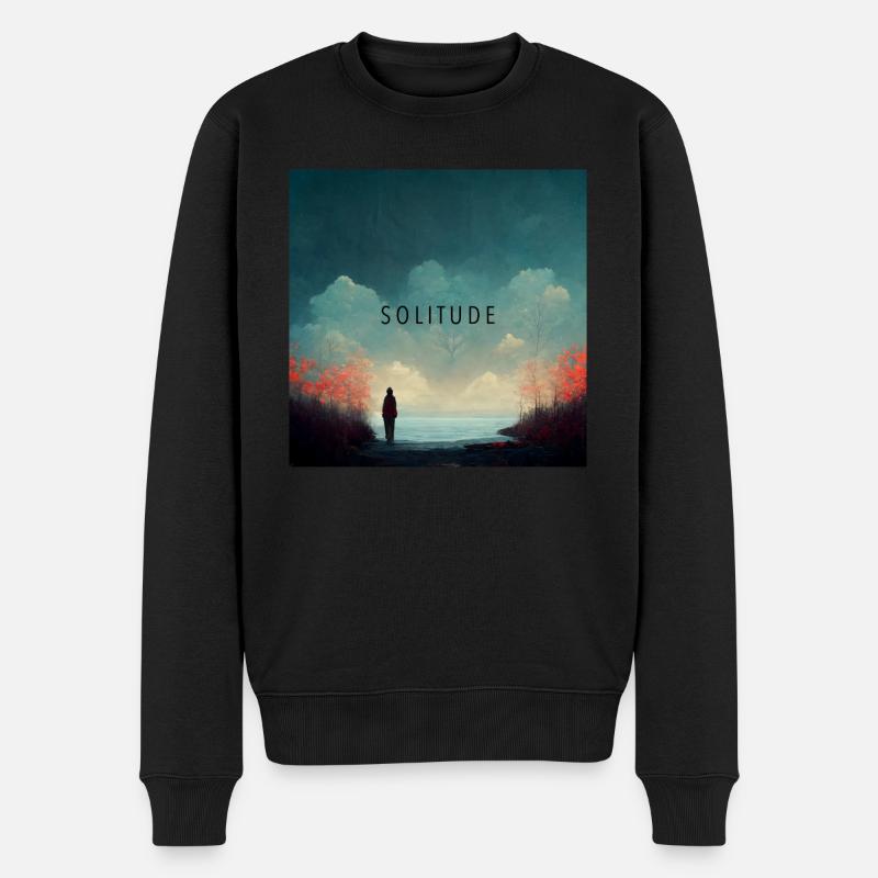 Einsamkeit - Einsamer Mann - Männer Premium Bio Pullover - Schwarz