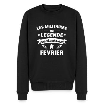 Les militaires de legende sont nés en fevrier - Pull Premium bio Homme - noir - Devant - Nico (187cm)