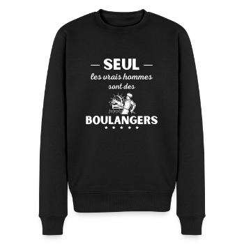 Seul les vrais hommes sont des boulangers - Pull Premium bio Homme - noir - Devant - Nico (187cm)