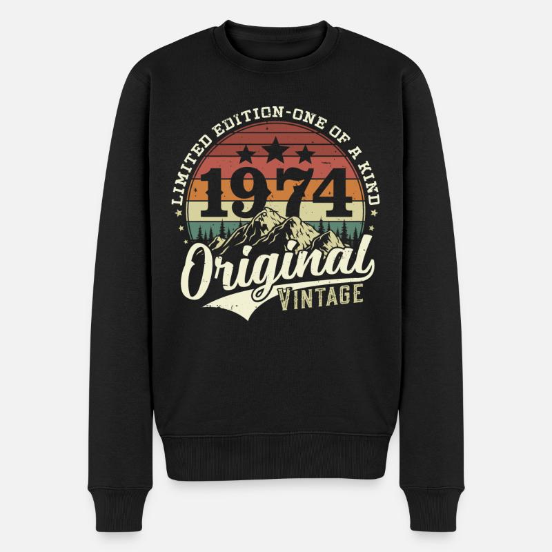 Original 1974 Vintage Jahrgang Geburtstag Geschenk - Männer Premium Bio Pullover - Schwarz