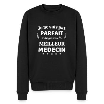 Je suis pas parfait je suis le meilleur medecin - Pull Premium bio Homme - noir - Devant - Nico (187cm)
