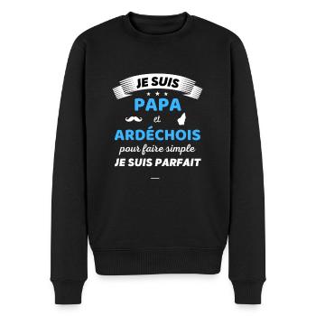 Je suis papa et ardéchois je suis parfait - Pull Premium bio Homme - noir - Devant - Nico (187cm)