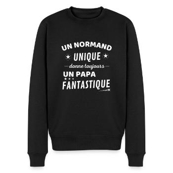 Un normand unique donne un papa fanstastique - Pull Premium bio Homme - noir - Devant - Nico (187cm)