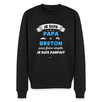 Je suis papa et breton je suis parfait - Pull Premium bio Homme - noir - Devant - Nico (187cm)
