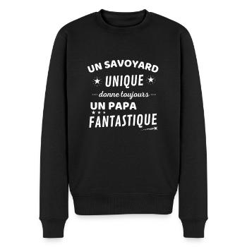 Un savoyard unique donne un papa fanstastique - Pull Premium bio Homme - noir - Devant - Nico (187cm)
