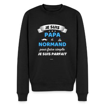 Je suis papa et normand je suis parfait - Pull Premium bio Homme - noir - Devant - Nico (187cm)