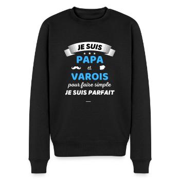 Je suis papa et varois je suis parfait - Pull Premium bio Homme - noir - Devant - Nico (187cm)