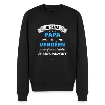 Je suis papa et vendéen je suis parfait - Pull Premium bio Homme - noir - Devant - Nico (187cm)
