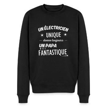 Un électricien unique donne un papa fanstastique - Pull Premium bio Homme - noir - Devant - Nico (187cm)