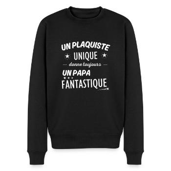 Un plaquiste unique donne un papa fanstastique - Pull Premium bio Homme - noir - Devant - Nico (187cm)