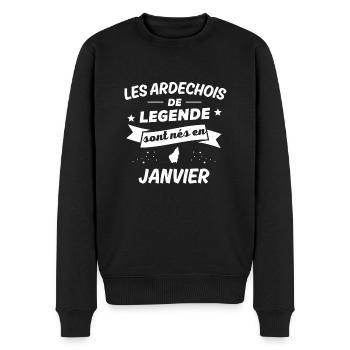 les ardechois de legende nés en janvier - Pull Premium bio Homme - noir - Devant - Nico (187cm)