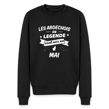 les ardechois de legende nés en mai - Pull Premium bio Homme - noir - Devant - Nico (187cm)