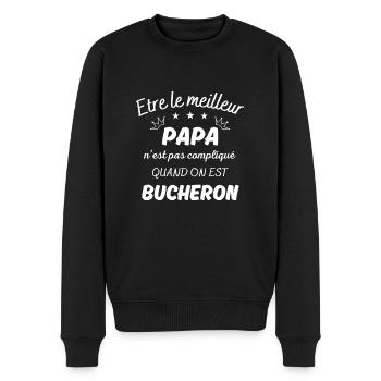 ëtre le meilleur papa pas compliqué si bucheron - Pull Premium bio Homme - noir - Devant - Nico (187cm)