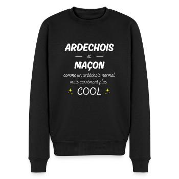 ardechois et maçon ardechois plus cool - Pull Premium bio Homme - noir - Devant - Nico (187cm)