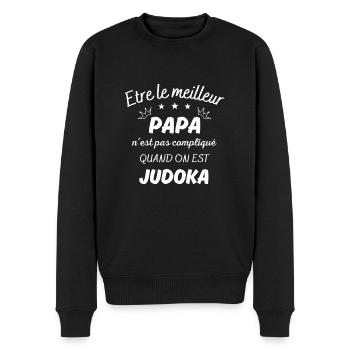 ëtre le meilleur papa pas compliqué si judoka - Pull Premium bio Homme - noir - Devant - Nico (187cm)