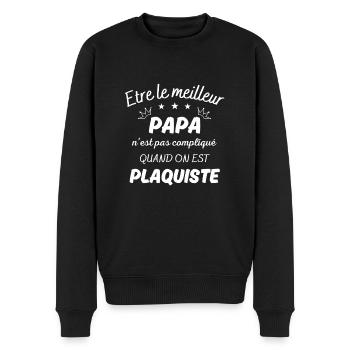 ëtre le meilleur papa pas compliqué si plaquiste - Pull Premium bio Homme - noir - Devant - Nico (187cm)