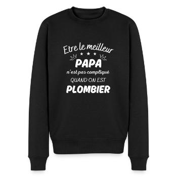 ëtre le meilleur papa pas compliqué si plombier - Pull Premium bio Homme - noir - Devant - Nico (187cm)