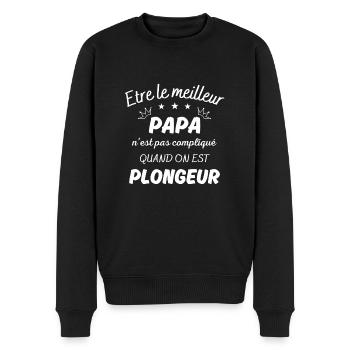 ëtre le meilleur papa pas compliqué si plongeur - Pull Premium bio Homme - noir - Devant - Nico (187cm)