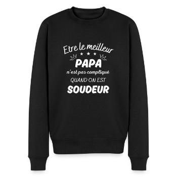 ëtre le meilleur papa pas compliqué si soudeur - Pull Premium bio Homme - noir - Devant - Nico (187cm)