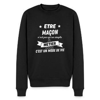 Etre maçon pas simple metier un mode de vie - Pull Premium bio Homme - noir - Devant - Nico (187cm)
