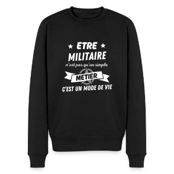 Etre militaire pas simple metier un mode de vie - Pull Premium bio Homme - noir - Devant - Nico (187cm)