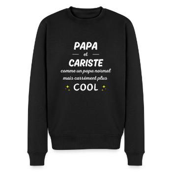 papa et cariste papa plus cool - Pull Premium bio Homme - noir - Devant - Nico (187cm)